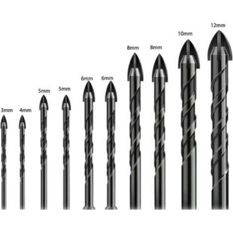 Brocas para azulejos, 10 piezas. Brocas para vidrio, brocas para vidrio, brocas para azulejos de vidrio, brocas para cerámica, con vástago hexagonal, para perforar agujeros en azulejos de vidrio y cer