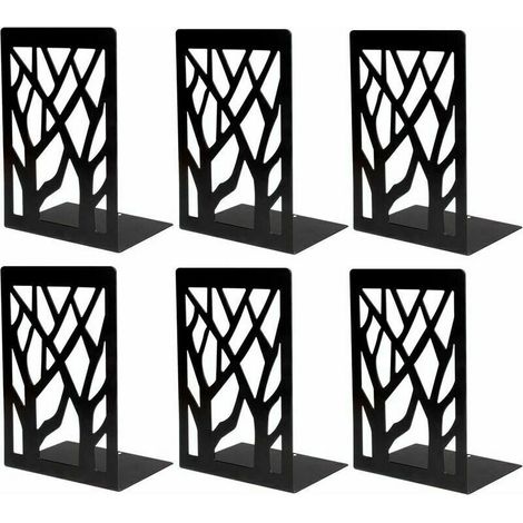 Serre-livres en métal noir (3 paires) pour livres lourds, supports d'étagères (1/5)
