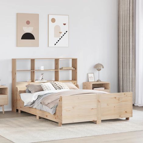 Bookcase Bed without Mattress 150x200 cm King Size Solid Wood vidaXL (1/5)