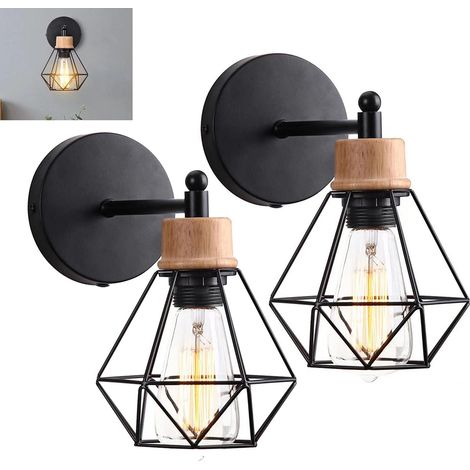 Applique murale d'intérieur E27, 2 pièces, style rétro, 220 V, rotative à 360°, idéale pour les couloirs et les salons (sans ampoules) (1/5)