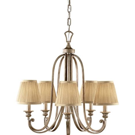 Lustre suspension plafonnier acier argent D 66,7 cm lustre 5 flammes (1/5)