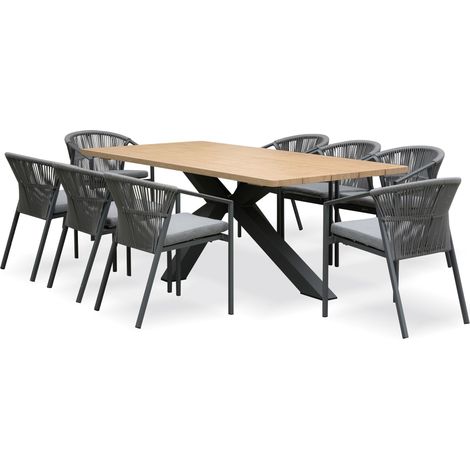 KELIA - Garten-Essgruppe für 8 Personen - Anthrazitgrau - REMARQUABLE