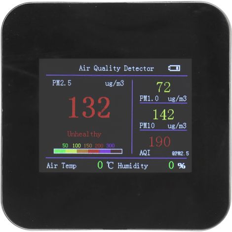 Moniteur de qualité de l'air intérieur avec détecteur, thermomètre, hygromètre, capteur de charge USB-C et batterie intégrée KB1 : Moniteur de PM2.5 (1/5)