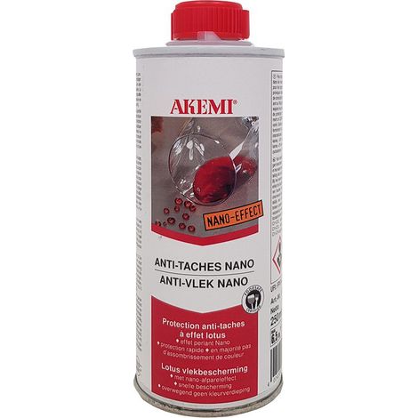 Anti-tache à effet nano 250 ml – Hydrofuge déperlant pour surfaces poreuses – Protection contre eau, graisse et huile – Agréé alimentaire – Akemi