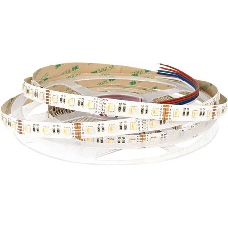 24V Bobina Striscia Led RGBW Caldo RGB+WW 20W/M 300 Smd 5 Metri Larghezza 12mm (1/3)