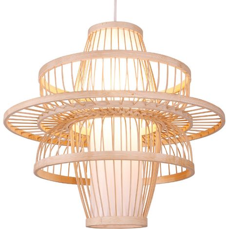 Suspension LED avec abat-jour en bambou, lampe suspendue pour plafond, bureau, décoration intérieure