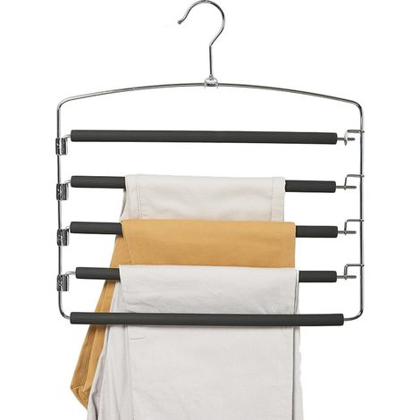 Cintres à pantalons antidérapants et peu encombrants, cintres à pantalons multi-niveaux avec bras pivotant, en acier inoxydable.