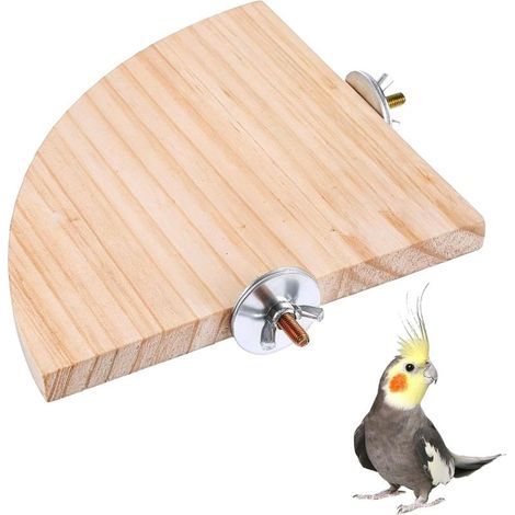 Perchoir pour oiseaux – Support d'angle en bois en forme d'éventail de 15 cm (5,9 pouces) pour perroquets, hamsters et petits animaux de compagnie (1/5)