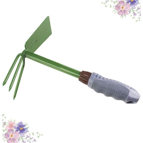 Houe à double usage - outil de rempotage de jardin avec manche en plastique - pour planter, fleurir, ameublir le sol - verte (1/3)