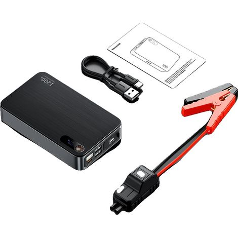 Avviatore di emergenza per auto, corrente di picco 1200A, capacità della batteria 12000mAh, 1200A 12000mAh (1/2)