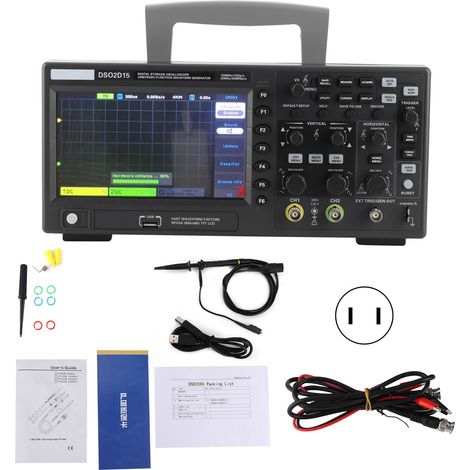 Oscilloscope numérique DS02D15 150MHz 8M (2 canaux) échantillonnage 1GSa/s avec générateur de signaux, prise US 100-240V (1/5)