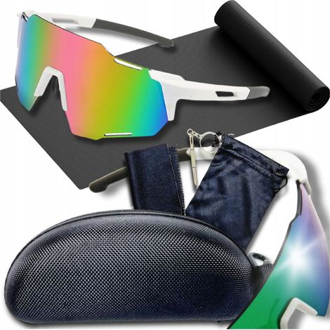 Gafas SHIELD estilo deportivo, color espejo, UV400, unisex, para actividades al aire libre y ciclismo + ESTUCHE