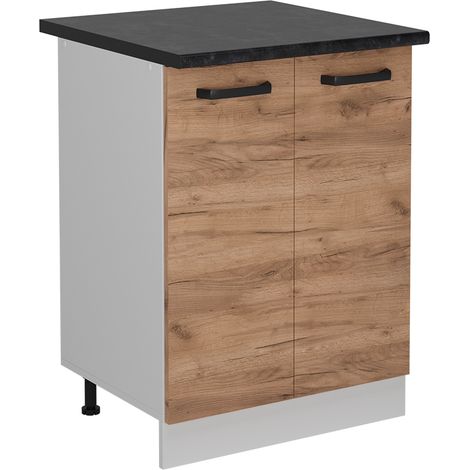 Meuble bas de cuisine R-Line, Chêne de force doré, 60cm PT Anthracite, Vicco (1/5)