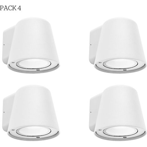 Cone - 4 Apliques de Pared Exterior de 1 Foco GU10 con IP44 de Color Blanco