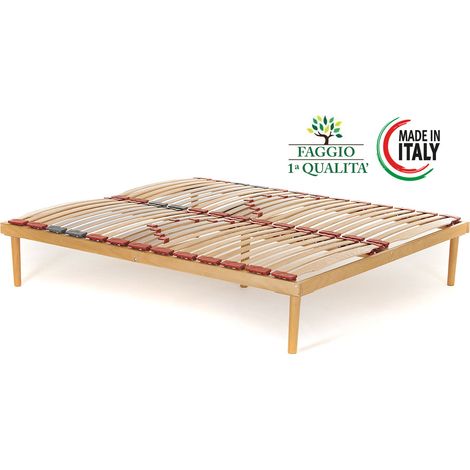 Rete Matrimoniale modello Dynamic misura 160x200 in legno di faggio con doghe ammortizzate e basculanti e regolatori di rigidità zona lombare - Materassimemory.eu