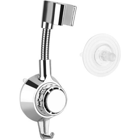 Support Pommeau de Douche Support de Douche Réglable à 360°, Universel Ventouse Support Douchette Sans Percage, Support Mural Plastique ABS Support de Pomme de Douche-Chrom (1/5)