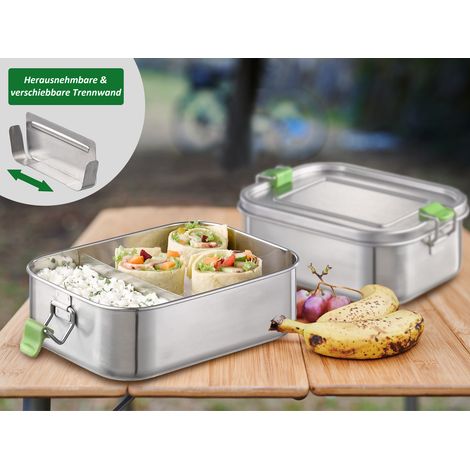 2-er Set Edelstahl Lunchboxen auslaufsicher 20,5 x 14,5 cm, 1,1 Liter (1/5)