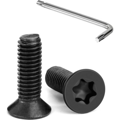 Vis à Tête Fraisée Torx M6 x 20 mm Noir Vis à Six Pans Creux en Acier Inoxydable A2 V2A à Tête Fraisée Métaux avec Clé T30 Filetage Complet 20 Pièces (1/5)