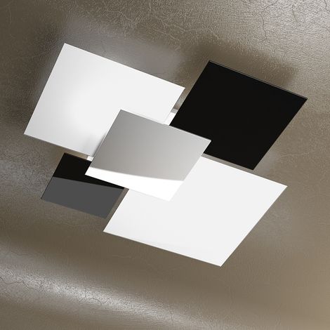 Applique Contemporanea Shadow Metallo Bianco Vetro Nero 4 Luci E27 91Cm (1/3)