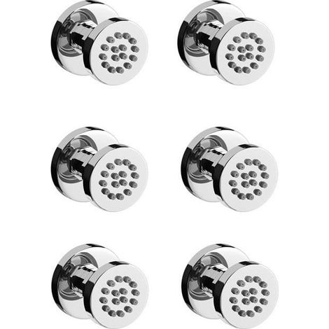 6 x Round Shower Massage Body Jet Sprayers in Chrome
