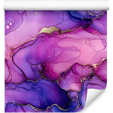 Carta da parati viola inchiostro, lavanda e rosa cipria 50x1000 cm (1/5)