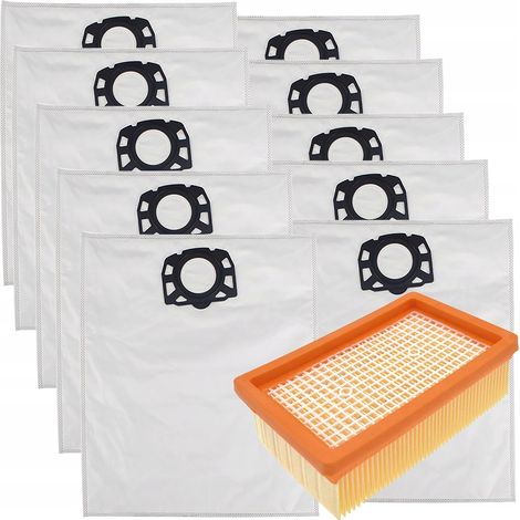 10 bolsas para aspiradora Karcher WD4 WD5 WD6 MV4 MV5 MV6 SE 5.1000 + filtro (1/5)