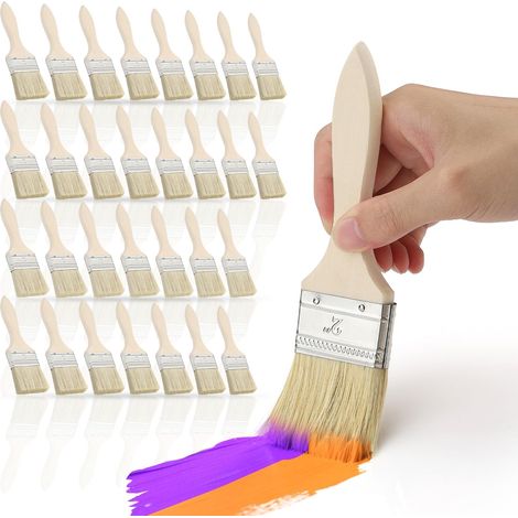 Lot de 30 Pinceaux Peinture 50mm Pinceau Plat avec Manche en Bois pour Peinture Murale Ecailles Silicone Gesso Teintures Vernis Colles Bricolage (1/5)