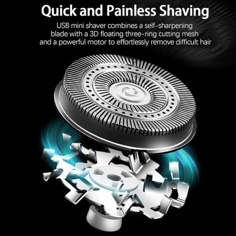 Rasoir Électrique, Mini Rasoir Électrique Portable Pour Homme, Taille De Poche, Rechargeable Par Usb, Étanche, Facile À Femeo (1/4)