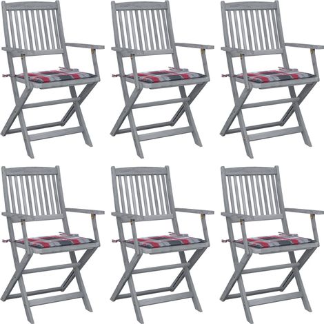 Klappbare Gartenstühle 6 Stk. mit Kissen Massivholz Akazie