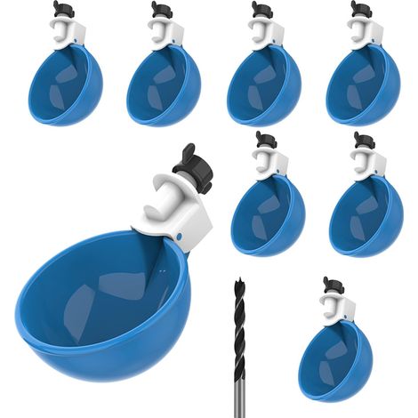 Trinkbecher für Hühner (8er-Pack), Großvolumiger Wassertränker für Hühner, Geflügeltränke inkl. Lochsäge zur Montage (1/5)