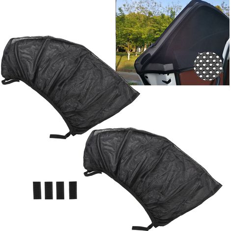 Moustiquaire élastique pour lunette arrière de SUV (paire) pour installation sur véhicule, pare-soleil latéral en maille noire, isolation thermique et pare-soleil, pare-soleil de voiture, taille XL. (1/5)