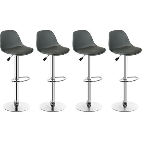 Taburetes de bar, 4 taburetes de barra y de cocina con silla giratoria de altura ajustable, gris (1/5)