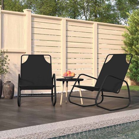 vidaXL Rocking Sun Loungers 2 pcs Black Steel and Textilene (1/5)
