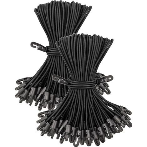 Spanngummis mit Haken 25 cm, 100 Stück, Planenspanner kurz, schwarz (1/5)