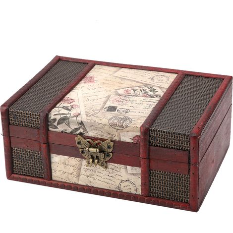 Boîte de rangement vintage en bois, petite taille, pour livres et bijoux (3) (1/5)