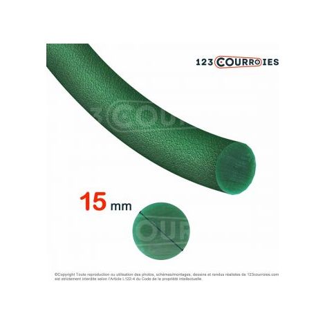 Courroie ronde thermosoudable verte diamètre 15 mm