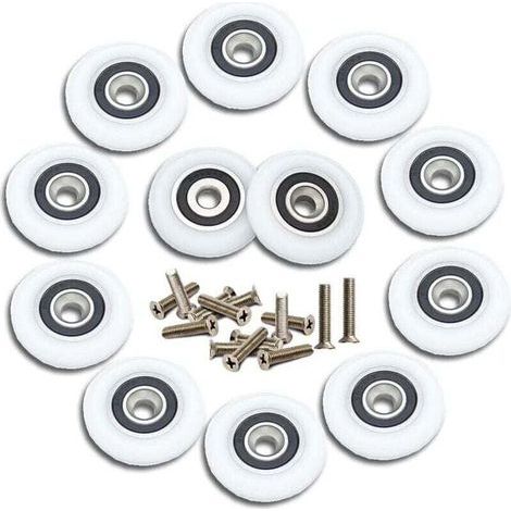12 Rolls for Schiebetüren in der Dusche, 23-mm-Duschrollen, Ersatzrollen für Duschtüren mit Schrauben (1/4)