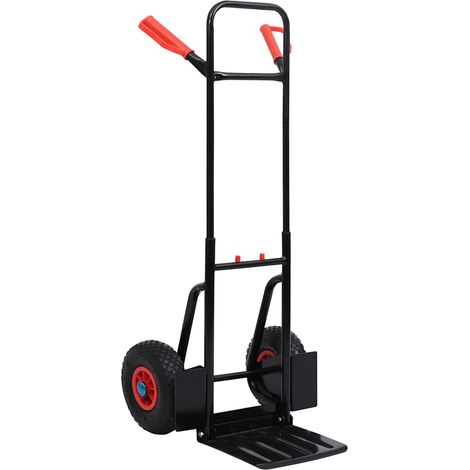vidaXL Carrito de mano telescópico 200 kg negro y rojo (1/5)