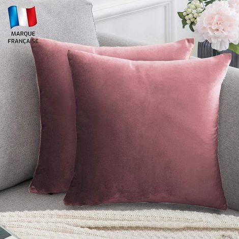Lot de 2 Housse de Coussin Terracotta Rose Blush Velours 45x45 cm Uni, Taie d'oreiller Carré Doux et Moderne pour Salon Scandinave, Terre de Sienne Canapé (2 Terracotta Rose Blush) (1/5)