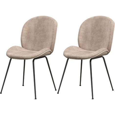 Set di 2 sedie da pranzo in velluto con base in metallo, Set di sedie da cucina moderne imbottite Marrone (1/5)