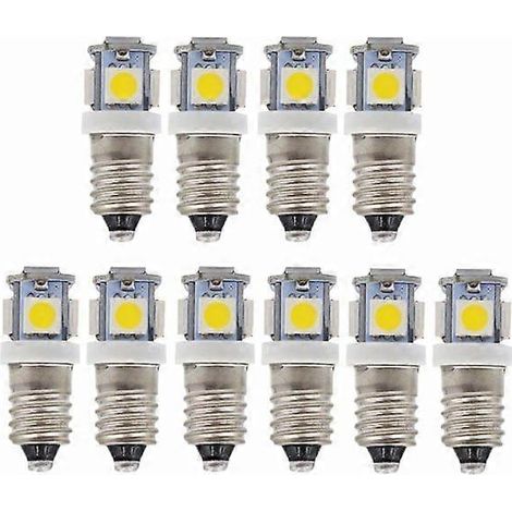 Lot de 10 ampoules LED E10 6V 5SMD 0,5W 50LM (blanc froid) (1/5)