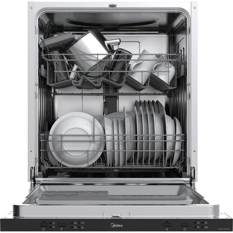 Midea MDW 12E4 SL. Posizionamento dell'apparecchio: A scomparsa totale, Dimensione: Dimensione massima (60 cm), Tipo di controllo: Pulsanti. Numero di coperti: 12 coperti, Classe emissione rumore: ... (1/4)
