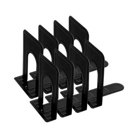QORVA-(4 paires) 8 serre-livres en métal, accessoires de bureau, rangement de livres pour la maison, le bureau, l'école et la bibliothèque (126 x 148 x 170 mm, noir) (1/5)