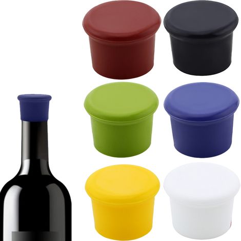 Lot de 6 bouchons de bouteille, bouchons de bouteille en silicone multicolores étanches (1/5)