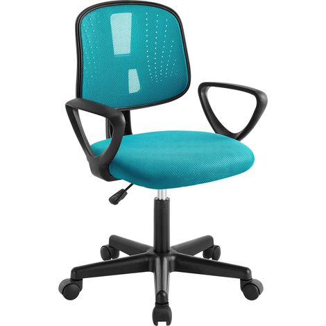 Klihome Silla Infantil Giratoria 5 Ruedas Oficina Dormitorio Escritorio Respaldo Ergonómico, Turquesa (1/5)