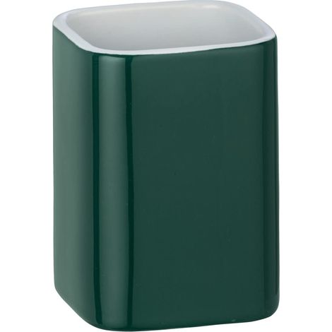 Wenko Elmo Bicchiere da denti in ceramica, 6,5 x 9 x 6,5 cm, verde, 6, 5 x 9 x 6, 5 cm (1/4)
