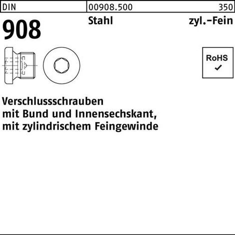 Vis d'obturation DIN 908 Bund/Innen-6kt M8x 1 Acier 100 pièces