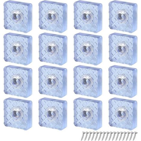 16 Pieces White Anti-Slip Rubber Chair Leg Protectors, Square Shape Furniture Leg Protectors for Chairs and Sofas (30 x 30 x 11 mm) (1/5)