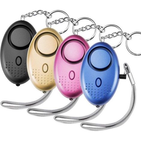 Lot de 4 - Alarme de poche personnelle - 130 dB - avec lampe torche LED - Alarme panique - Porte-clés alarme - Alarme de sécurité - (1/5)