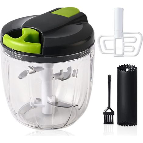 Coupe-oignons manuel, hachoir à oignons de 900 ml avec 5 lames en acier inoxydable et mélangeur manuel, coupe-légumes manuel, hachoir à oignons pour oignons, légumes, fruits, ail (1/5)